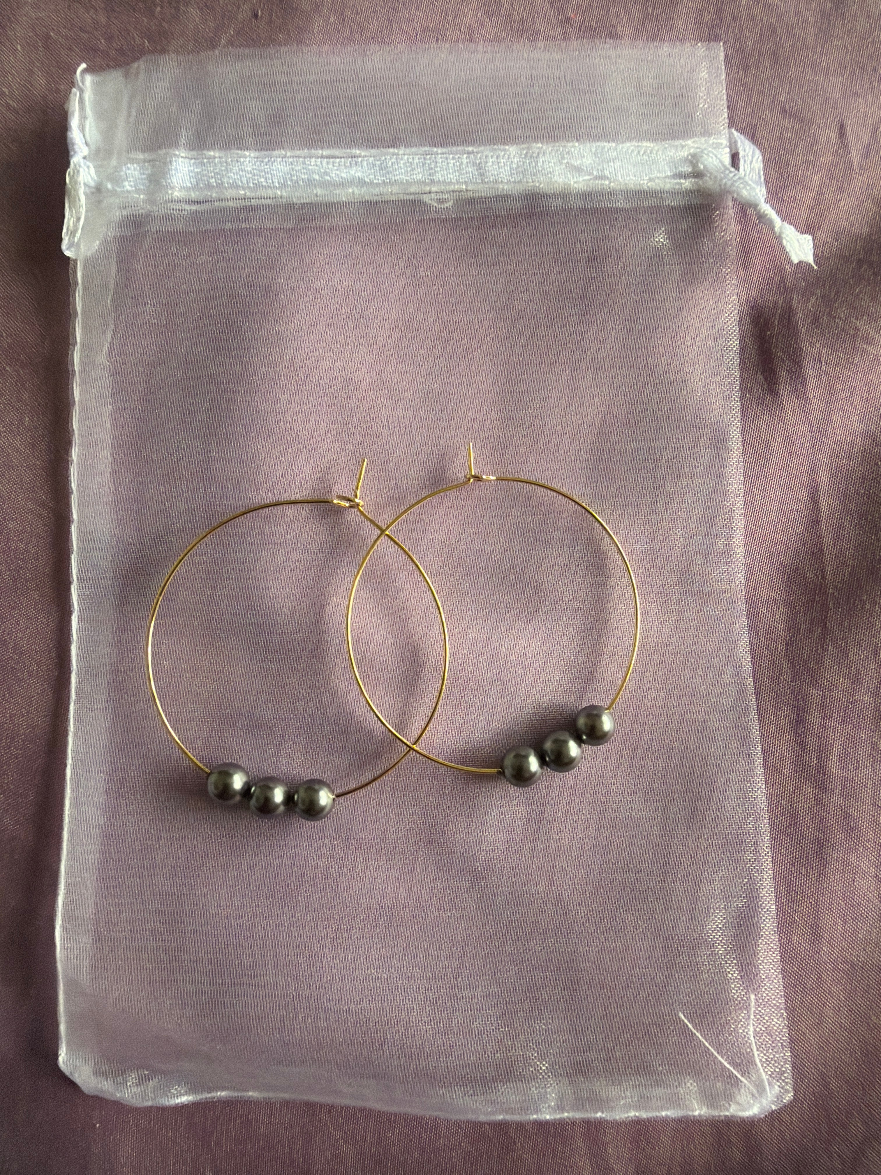 45 mm Pearl hoop earrings