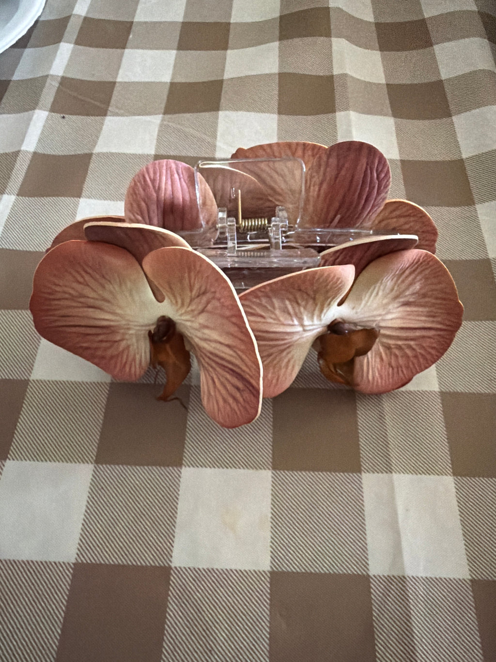 Taupe orchid claw clip
