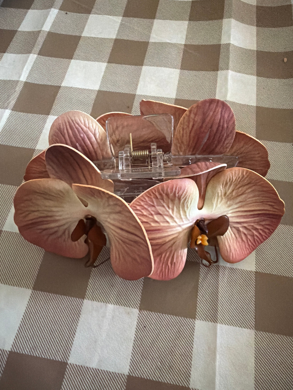 Taupe orchid claw clip